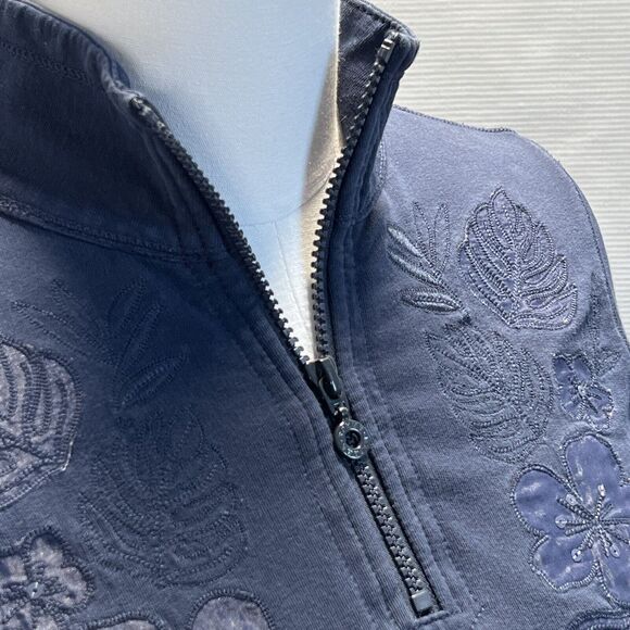 Tommy Bahama Womens 1/2 Zip Pullover Size XS, Navy Blue, Jen Terry Ember Floral - Picture 2 of 10